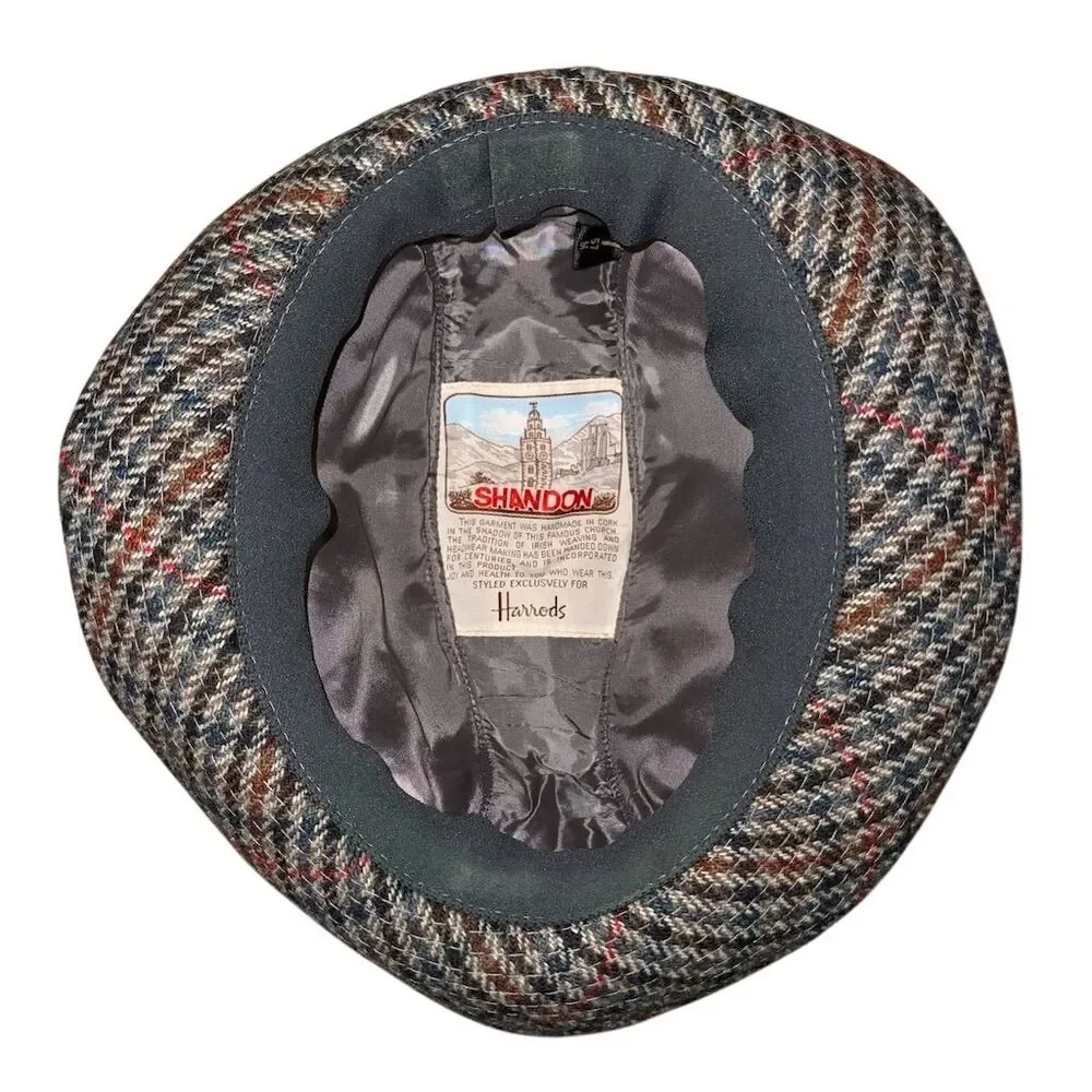 Shandon Vintage Tweed Fedora Hat Size 7 Multicolor Check Unisex‎